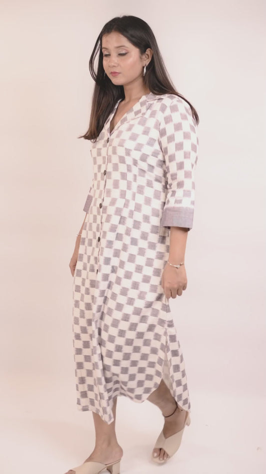 Off White Odisha Ikat Designer Cotton Kurti for Women