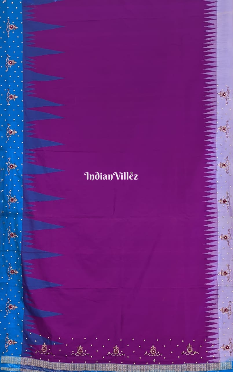 Purple Zardosi Work Sambalpuri Ikat Silk Saree