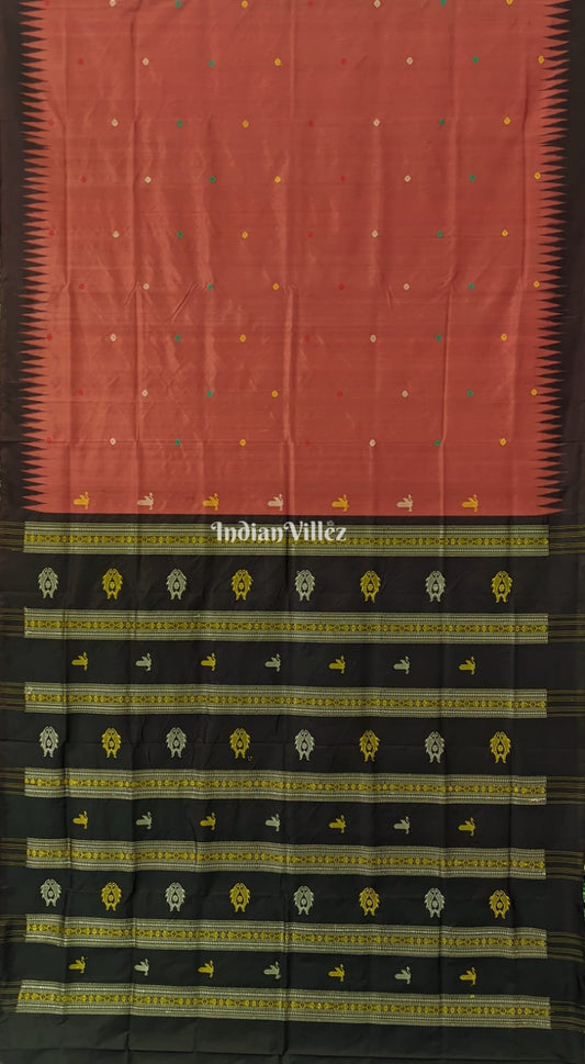 Rust Bomkai Silk Saree inspired by Ganjam Bomkai Theme