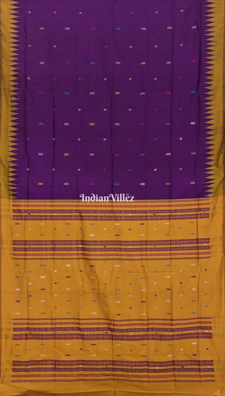 Indigo Blue Flower Motifs Sambalpuri Ikat Bomkai Silk Saree