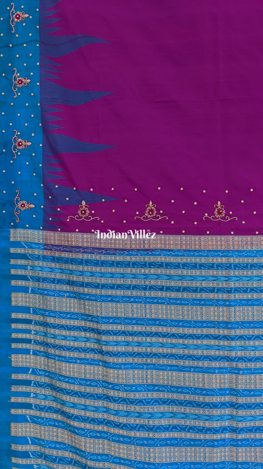 Purple Zardosi Work Sambalpuri Ikat Silk Saree