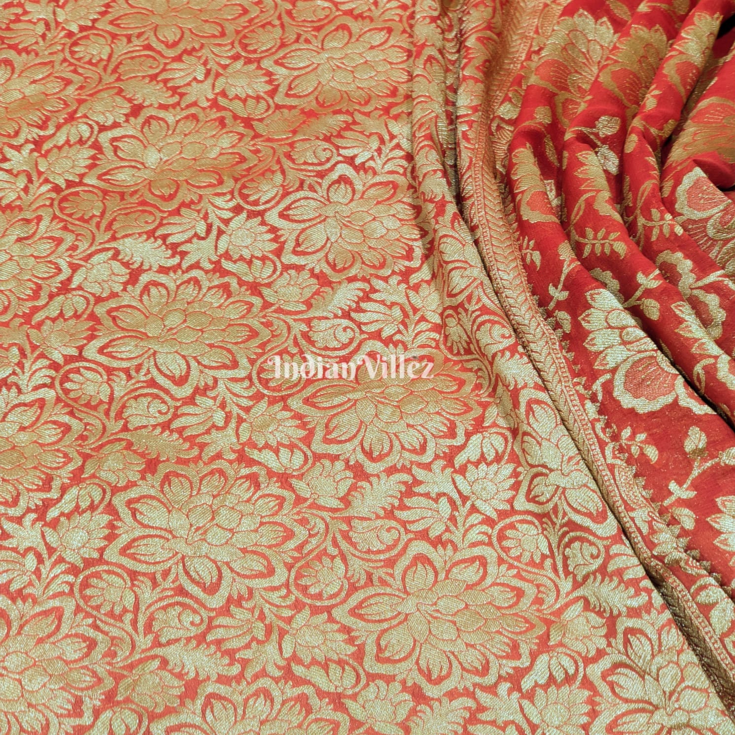 Orange Rangkaat Banarasi Khaddi Georgette Saree