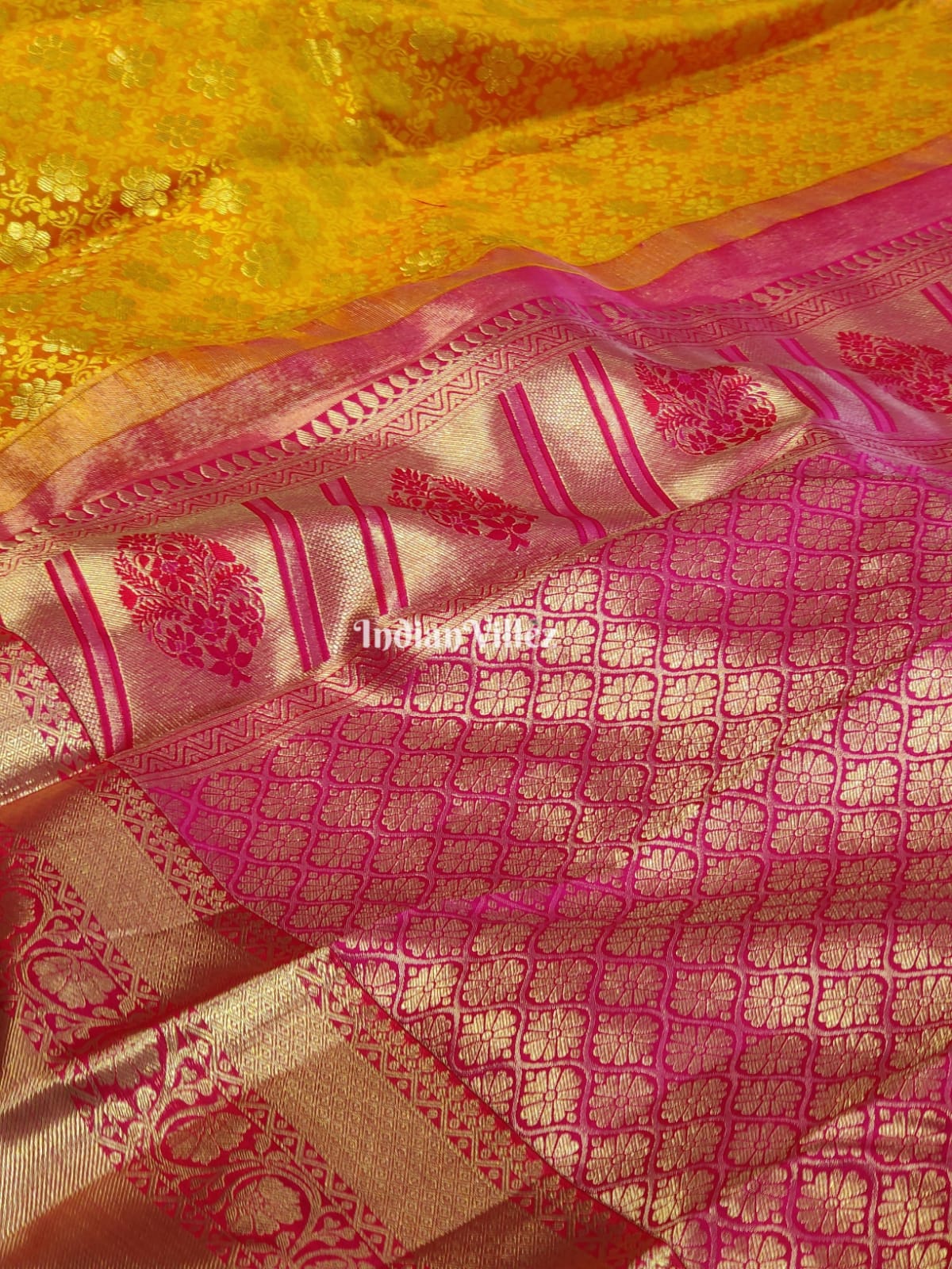 Yellow Rani Border Kanjivaram Silk Saree