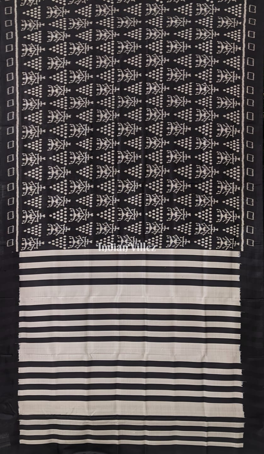 Black White Tribal Jhoti Contemporary Silk Saree