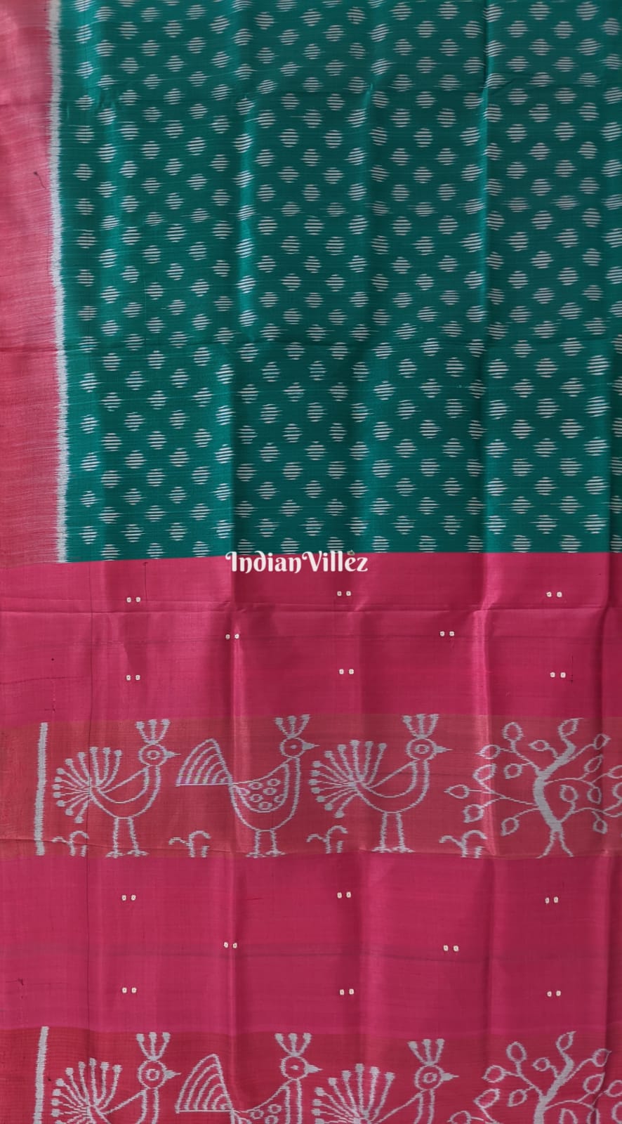 Green Pink Contemporary Odisha Ikat Silk Saree