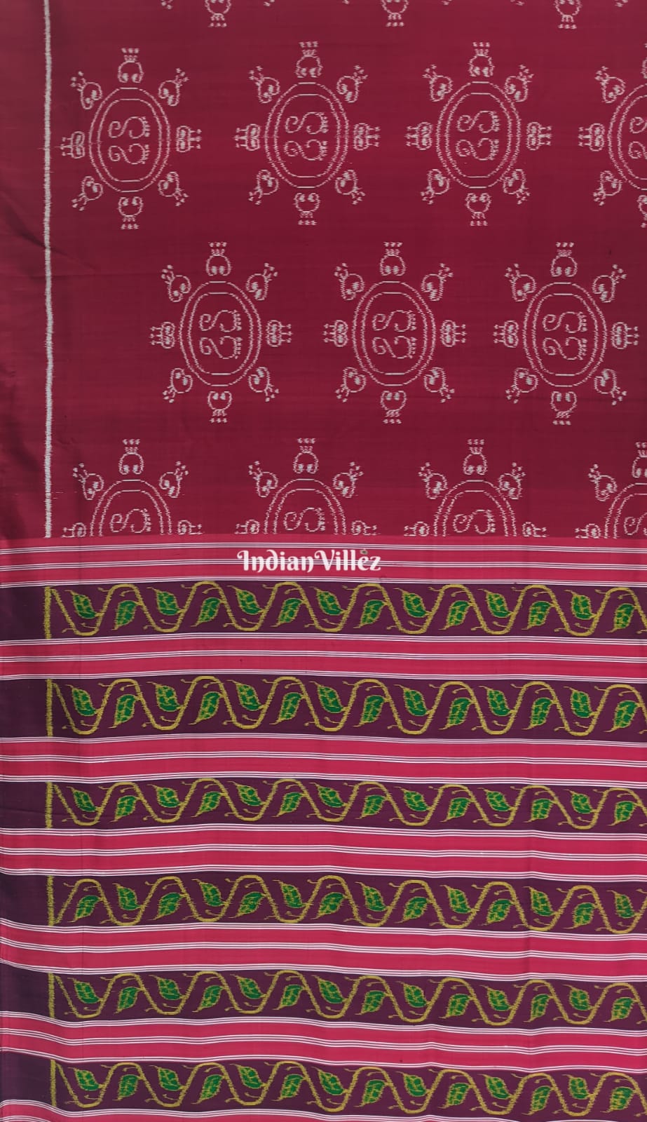 Maroon Laxmi Feet Odisha Ikat Contemporary Silk Saree