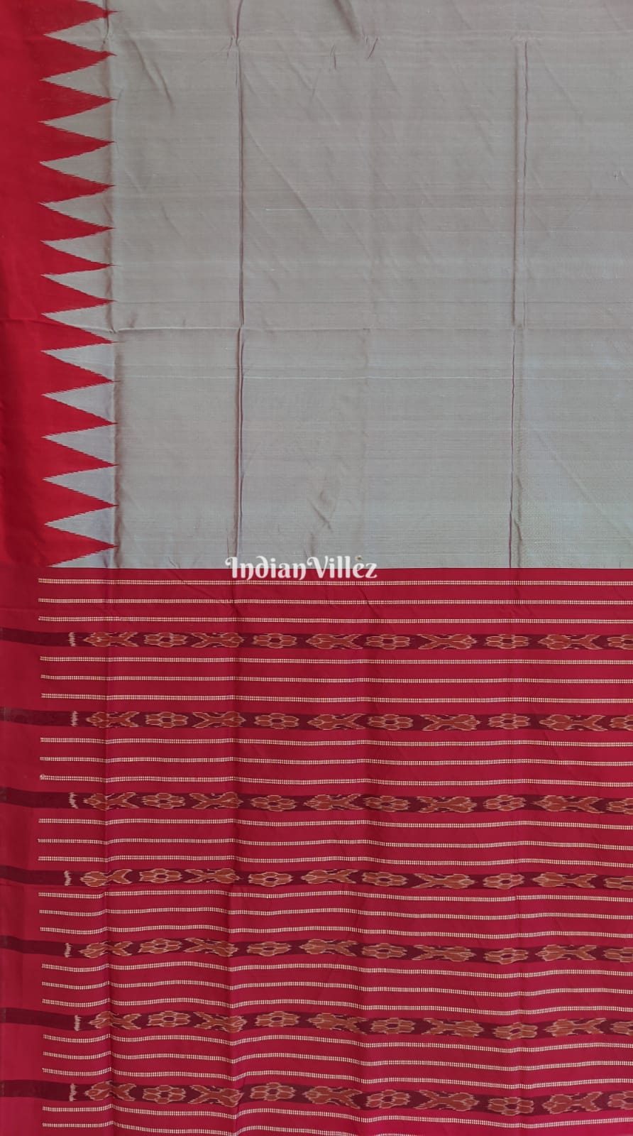 Aas Grey Dual Tone Sambalpuri Ikat Silk Saree