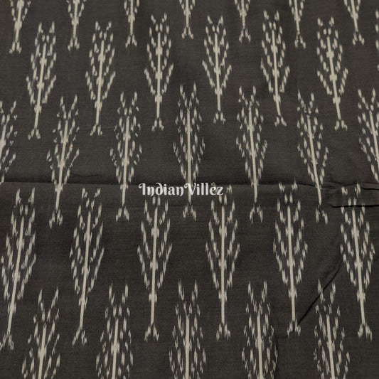 Black Handwoven Cotton Pochampally Ikat Fabric