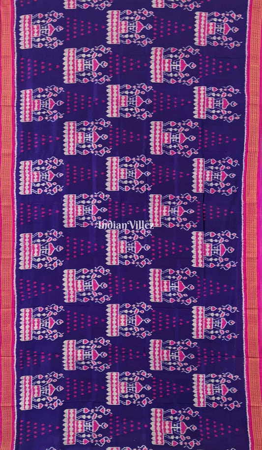 Blue Tribal Jhoti Theme Odisha Handloom Khandua Silk Saree