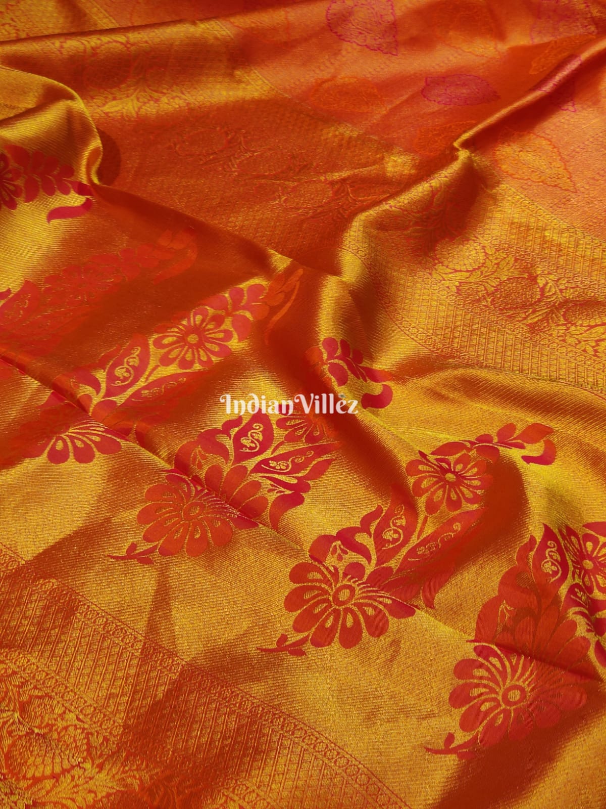 Orange Kanchipuram Silk Saree