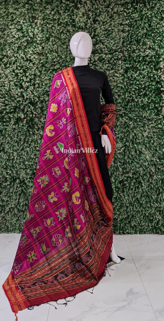 Rani Pink Odisha Handloom Nabakothi Silk Dupatta