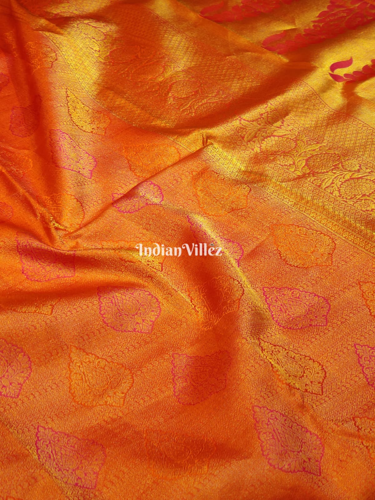 Orange Kanchipuram Silk Saree