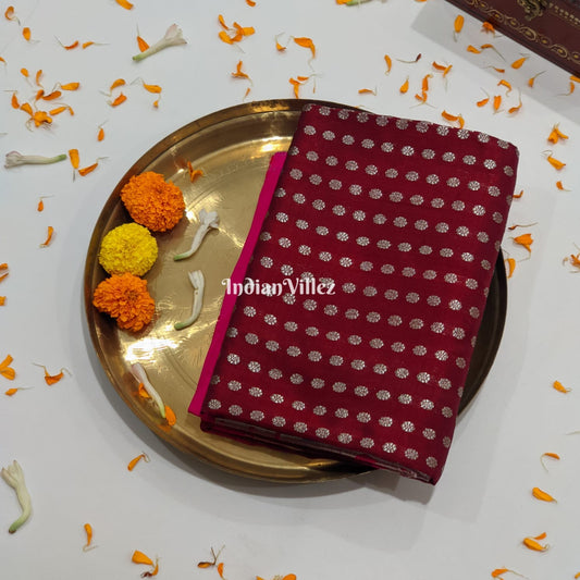 Maroon & Pink Venkatagiri Silk Saree