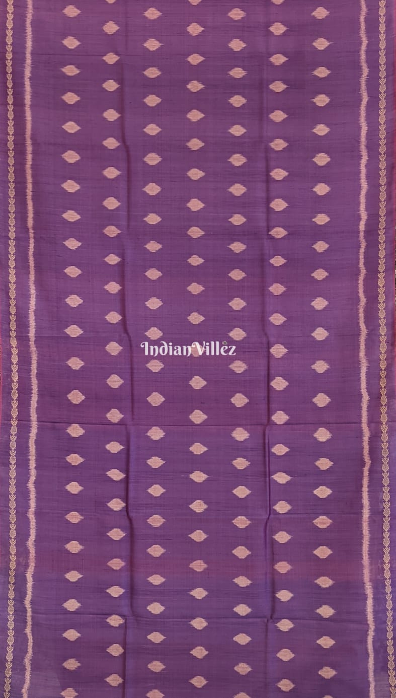 Grey Purple Double Pallu Gopalpur Tussar Silk Saree