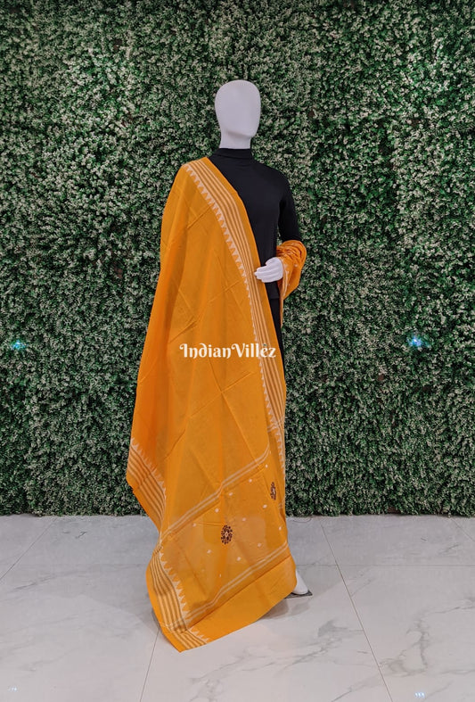 Yellow Odisha Ikat Sambalpuri Cotton Dupatta