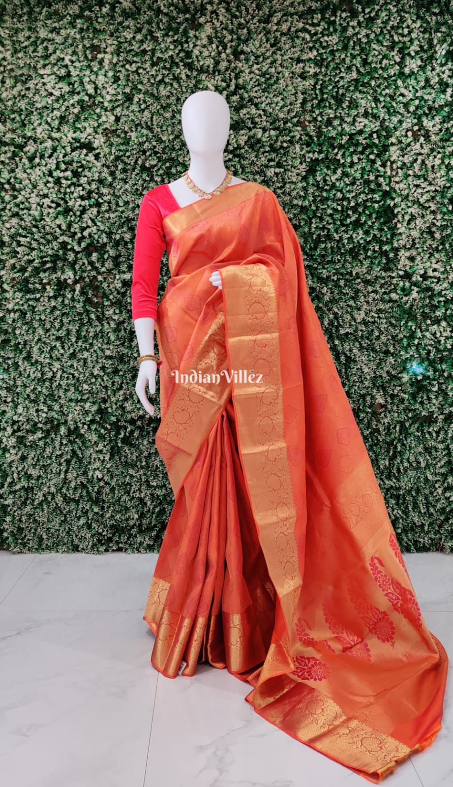 Orange Kanchipuram Silk Saree