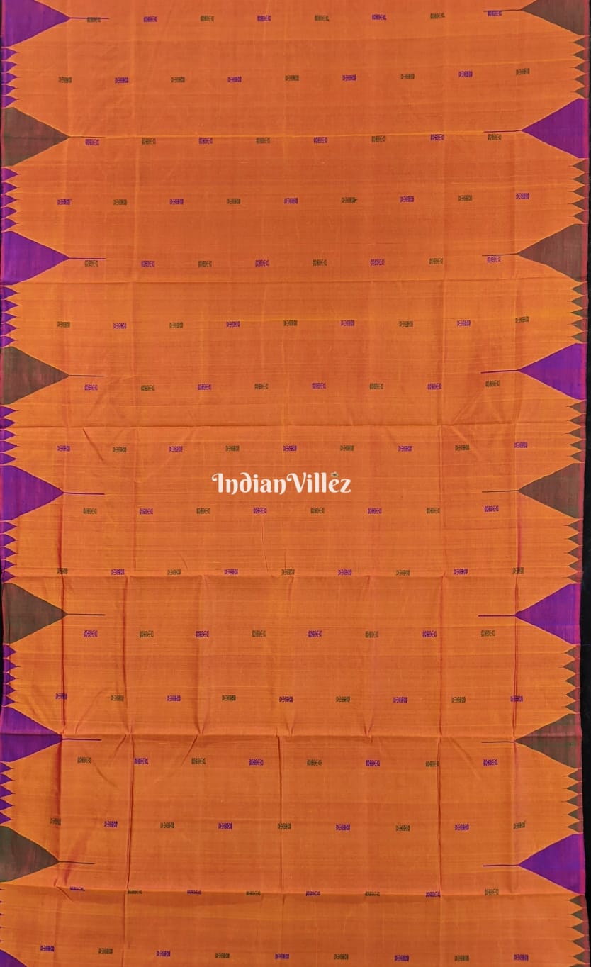 Golden Odisha Ikat Sambalpuri Tussar Silk Saree