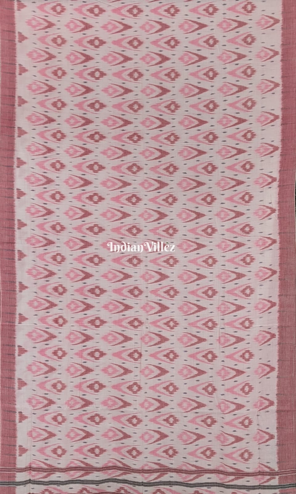 White Odisha Ikat Sambalpuri Cotton Saree