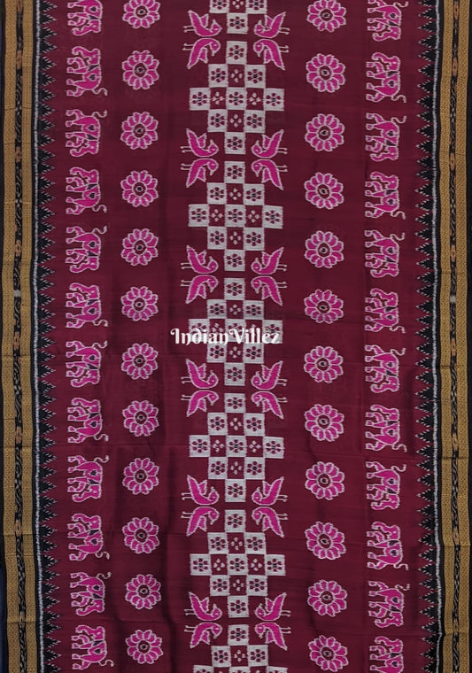 Grape Pink Odisha Ikat Designer Khandua Silk Saree