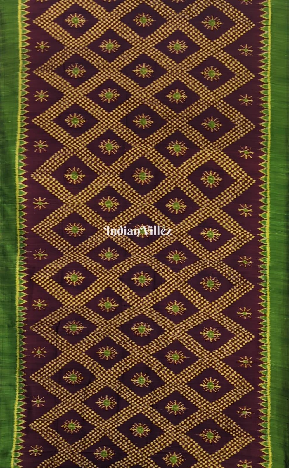 Dark Maroon Odisha Ikat Contemporary Tarabali Silk Saree