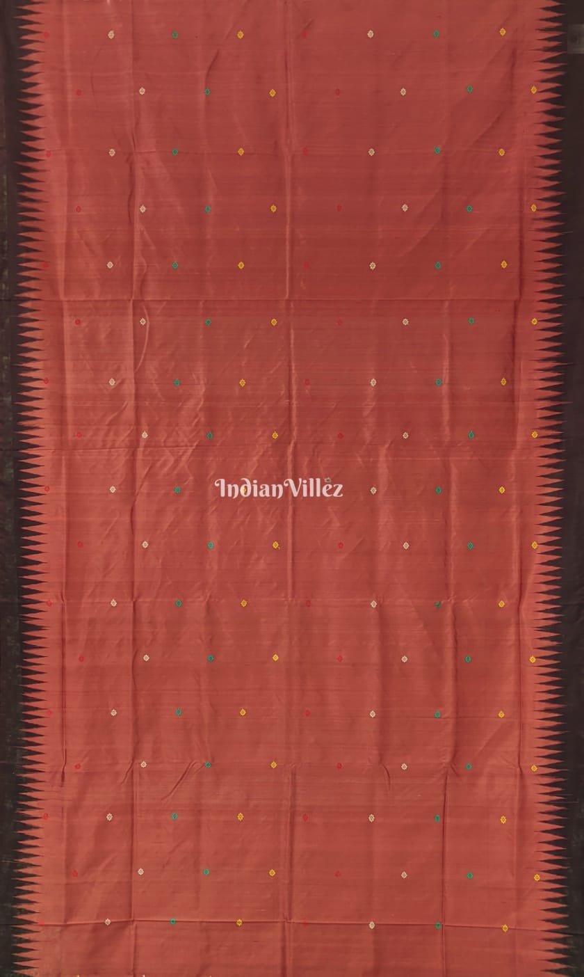 Rust Bomkai Silk Saree inspired by Ganjam Bomkai Theme