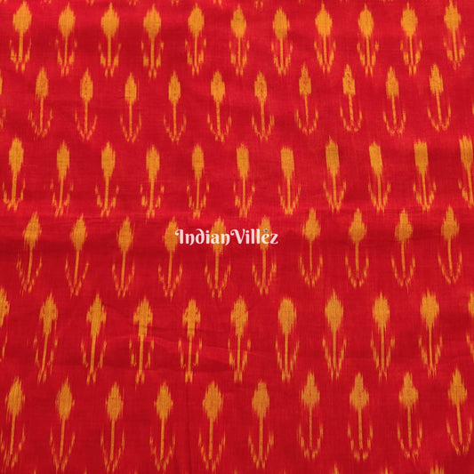 Red Handwoven Cotton Pochampally Ikat Fabric