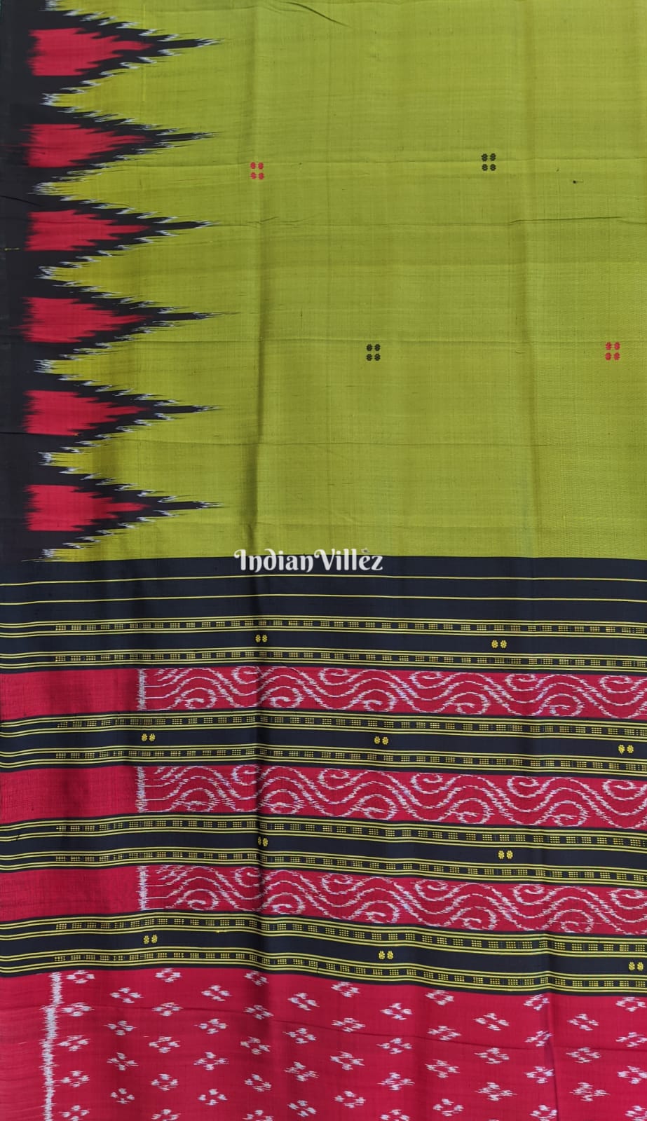 Olive Green Odisha Handloom Khandua Silk Saree