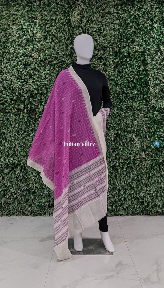 Purple Butta Design Sambalpuri Ikat Cotton Dupatta