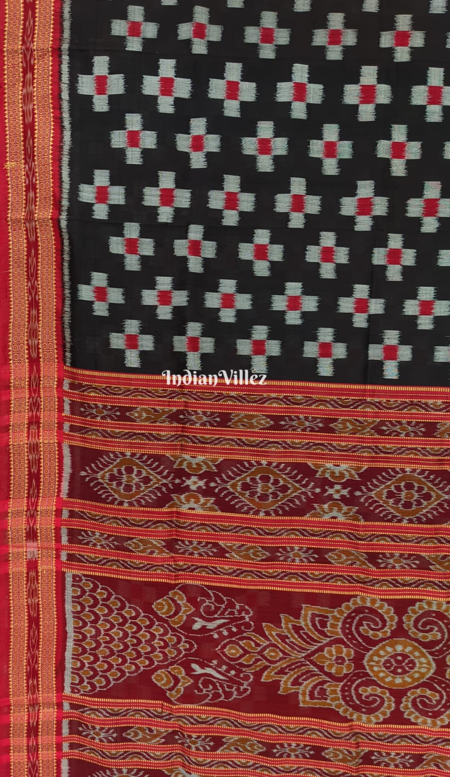 Black Body Pasapali Odisha Ikat Khandua Silk Saree