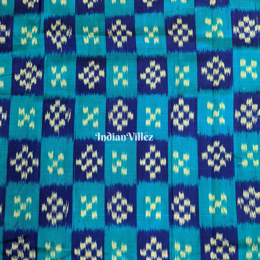 Blue Pasapalli Theme Sambalpuri Ikat Silk Fabric