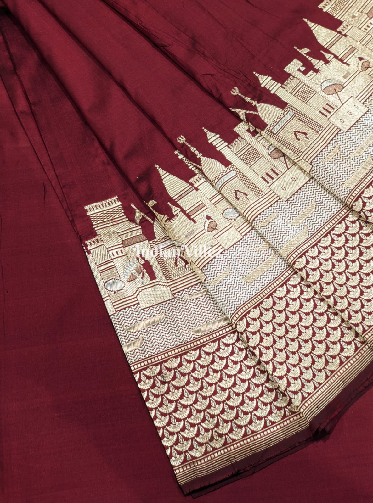 Maroon Kashi Banarasi Katan Silk Saree