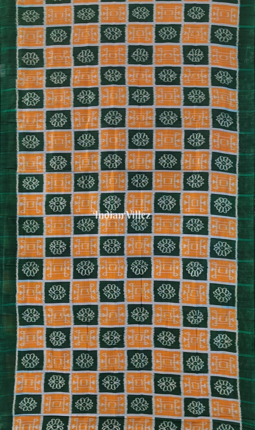 Green Golden Odisha Ikat Contemporary Silk Saree