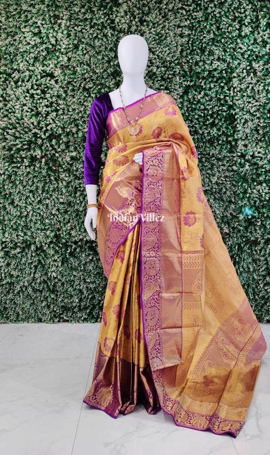 Gold Kanchipuram Tissue Silk Saree