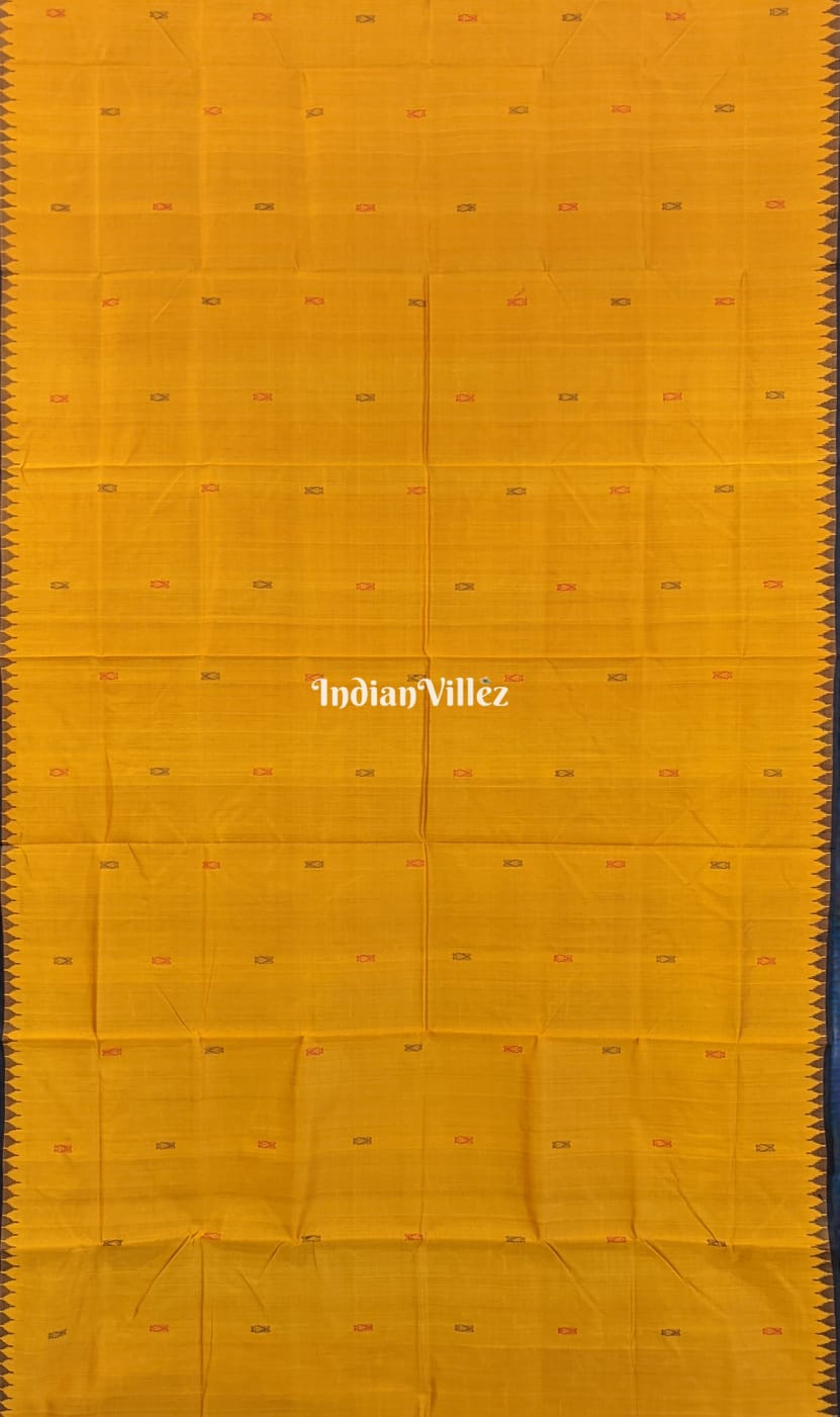 Yellow with Brown Kumbha Bomkai Sambalpuri Silk Saree