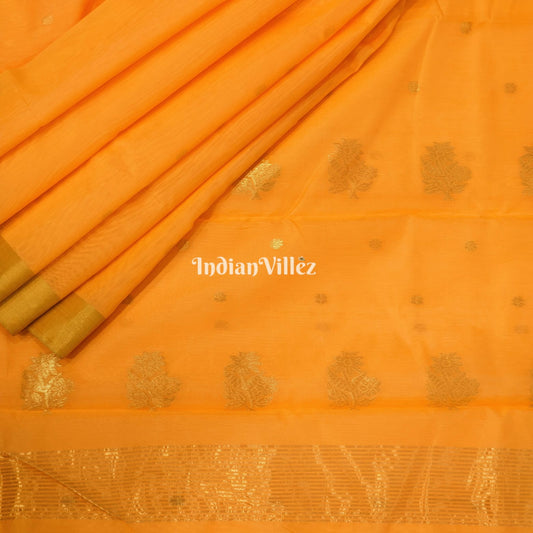 Orange Pure Chanderi Silk Saree