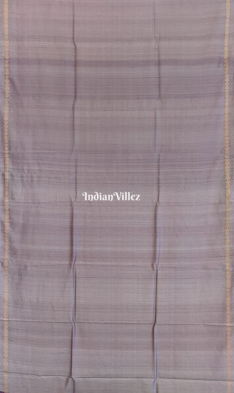 Grey Purple Double Pallu Gopalpur Tussar Silk Saree