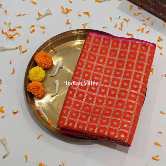 Orange Venkatagiri Silk Saree