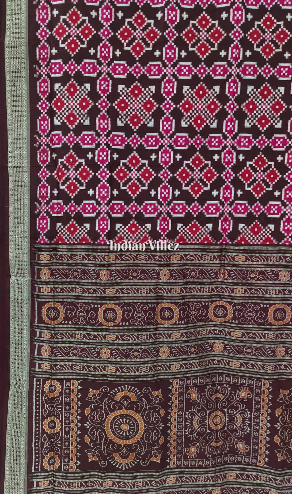 Maroon Odisha Handloom Sambalpuri Silk Saree