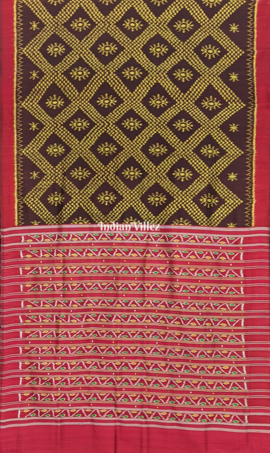 Brown Tarabali Odisha Ikat Contemporary Silk Saree