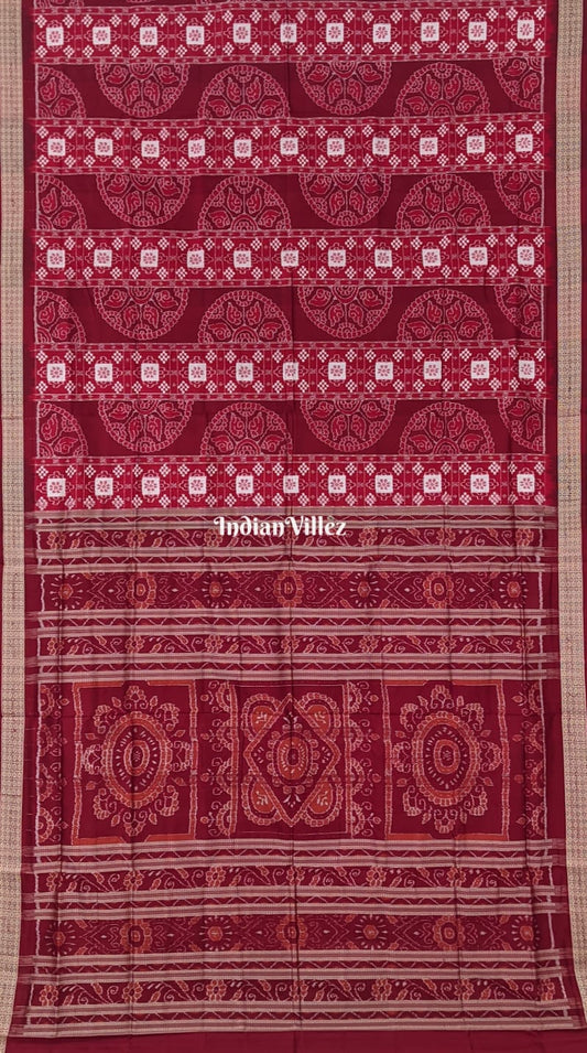 Red Pasapalli with Sankha Chakra Bandha Sambalpuri Silk Saree