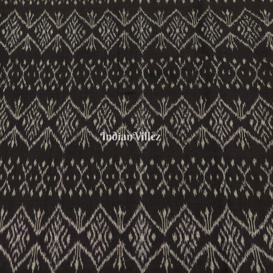 Black Sambalpuri Ikat Cotton Fabric