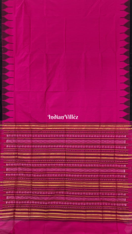 Pink Stripes Sambalpuri Ikat Silk saree with Zari Tissue Pallu