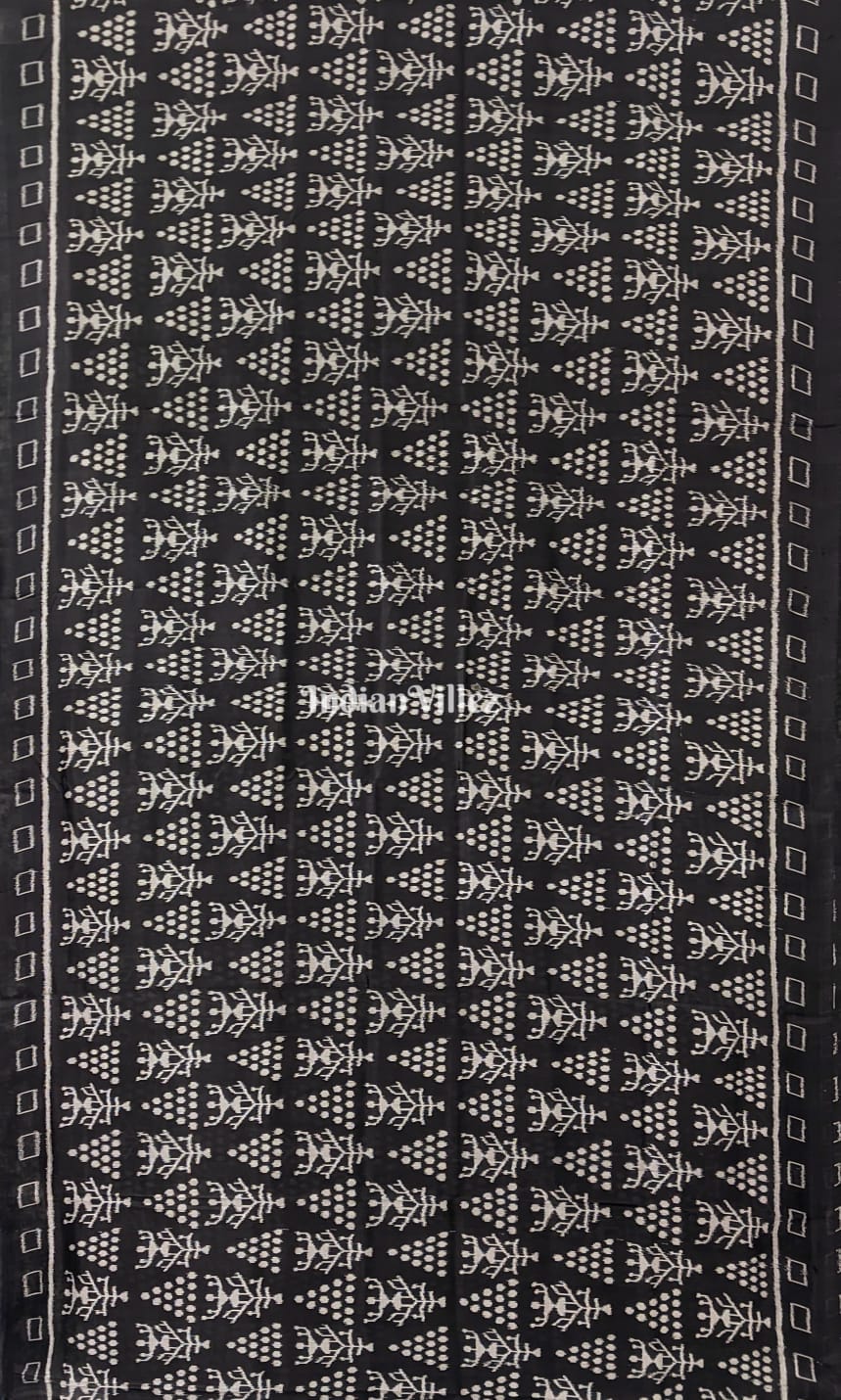 Black White Tribal Jhoti Contemporary Silk Saree