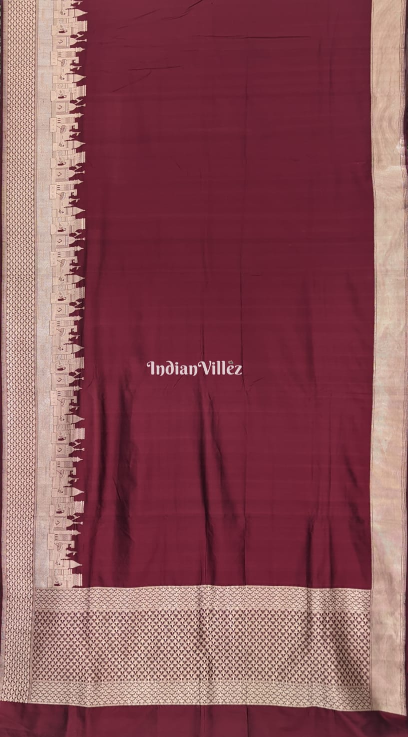 Maroon Kashi Banarasi Katan Silk Saree