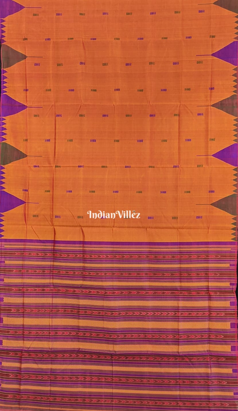 Golden Odisha Ikat Sambalpuri Tussar Silk Saree