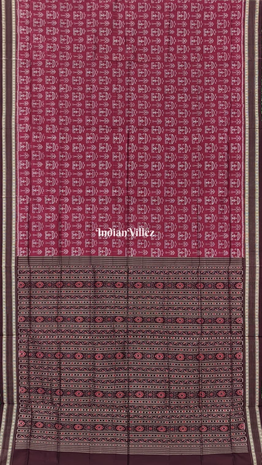 Maroon Tribal Odisha Handloom Sambalpuri Ikat Silk Saree