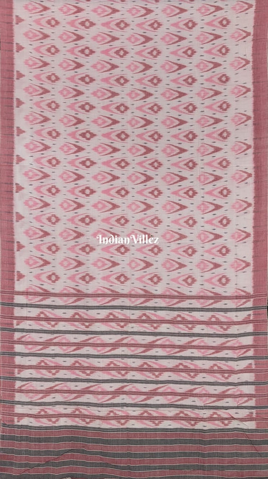 White Odisha Ikat Sambalpuri Cotton Saree