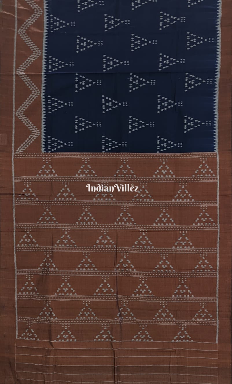 Blue Jhoti Sambalpuri Ikat Cotton Saree with Blouse Piece