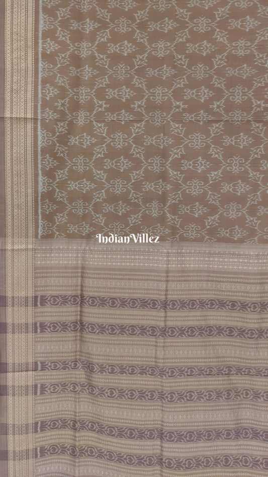 Tortilla Brown Sambalpuri Ikat Natural Dyed Silk Saree