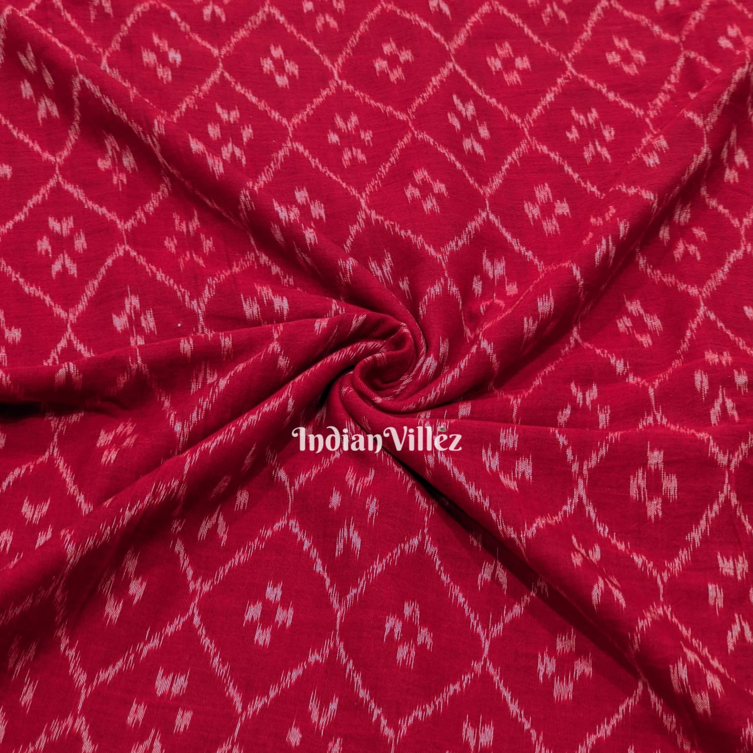 Maroon Odisha Ikat Sambalpuri Cotton Fabric